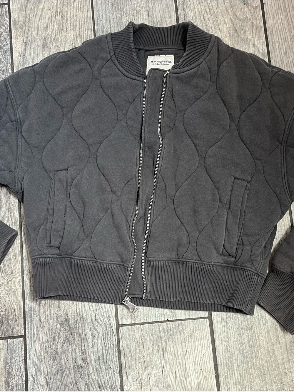 Abercrombie & Fitch Soft Collection Grey Quilted Bomber Jacket